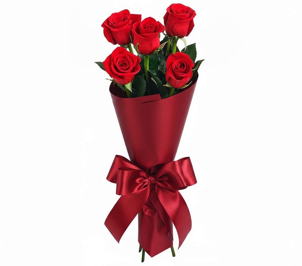 Букет 5 Красных роз Эдлесс Лав в Нагорном