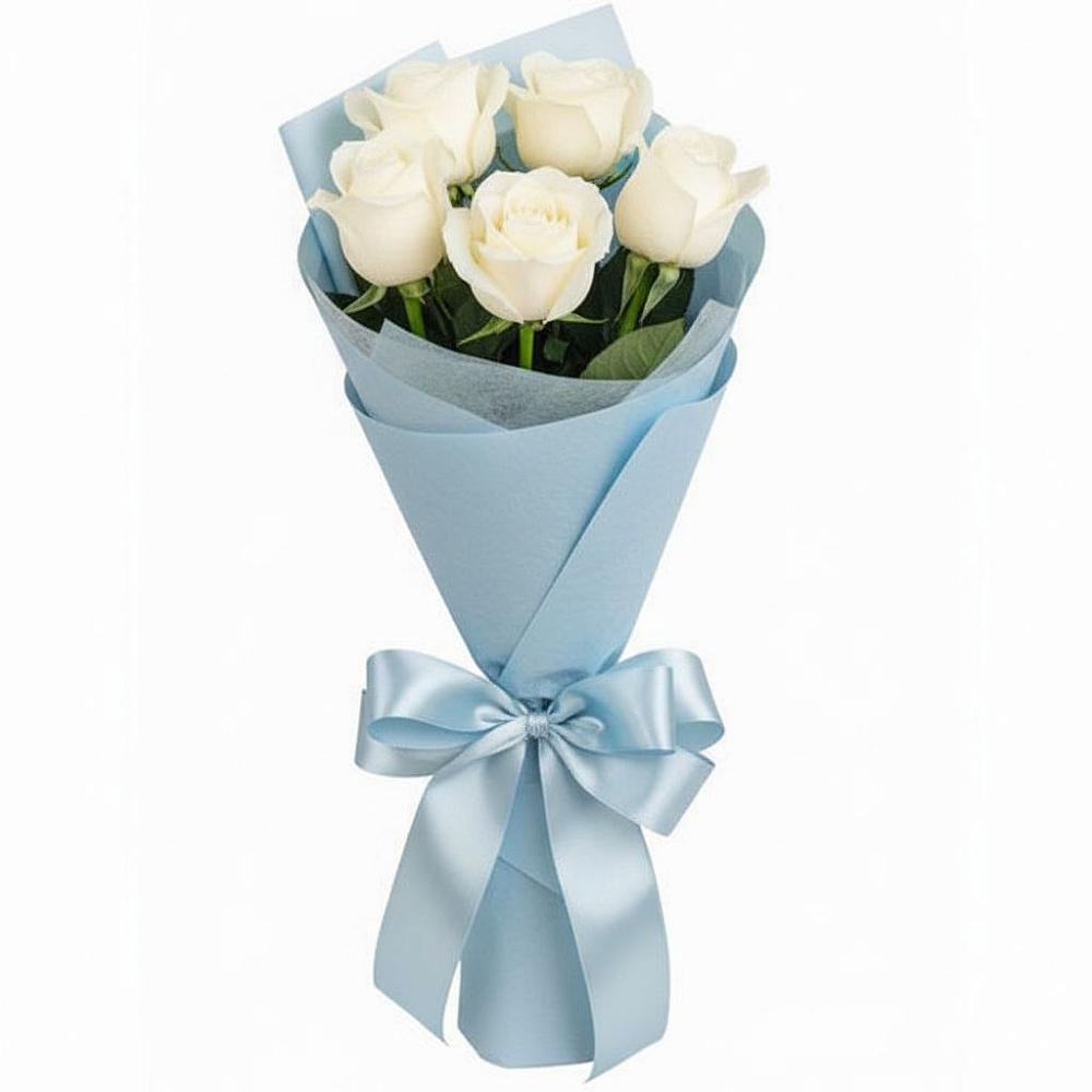 Букет 5 Белых роз Проуд в Нагорном