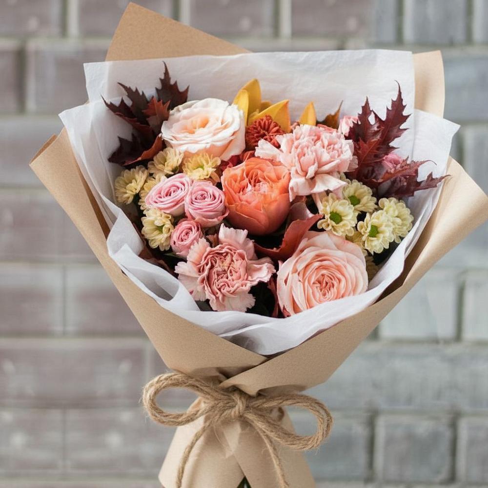 Букет цветов из: Гвоздики, Хризантемы и Розы в Нагорном