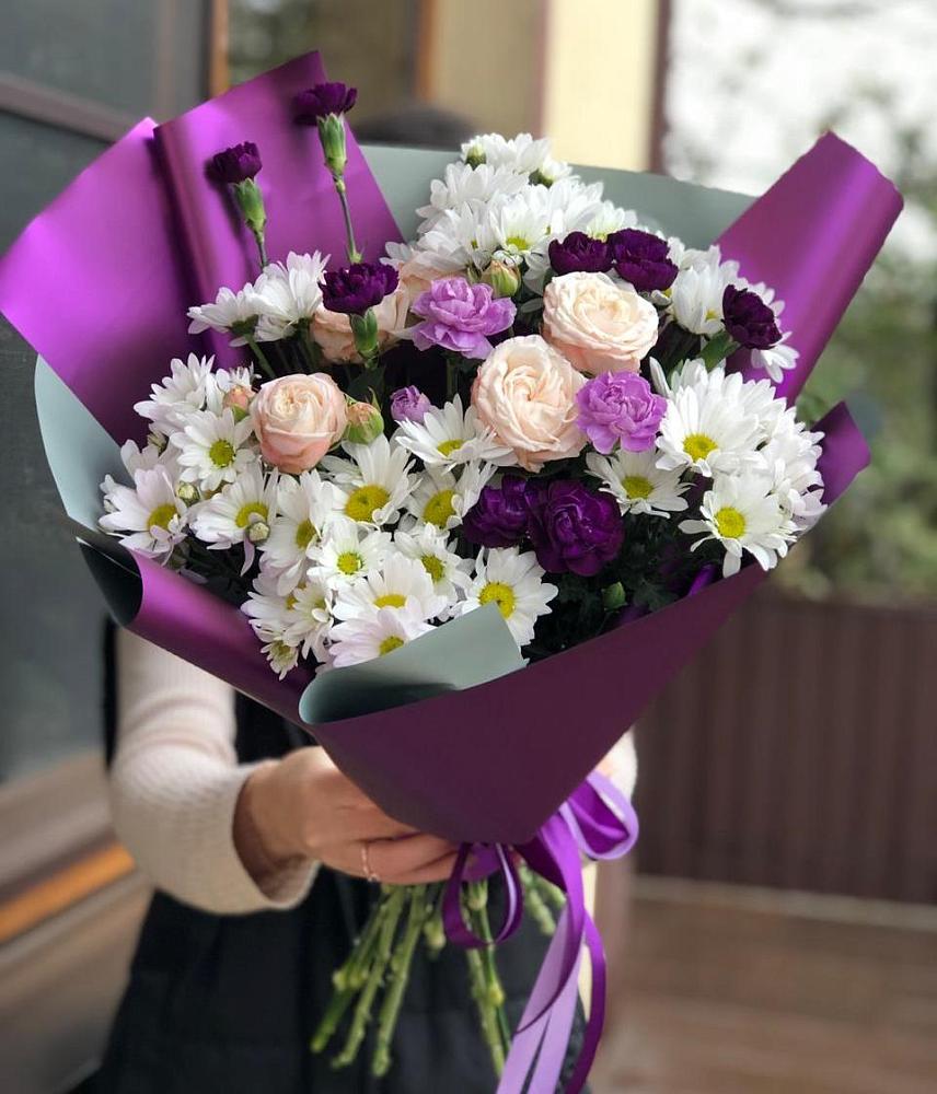 Букет цветов из: Хризантемы, Гвоздики и Розы в Нагорном