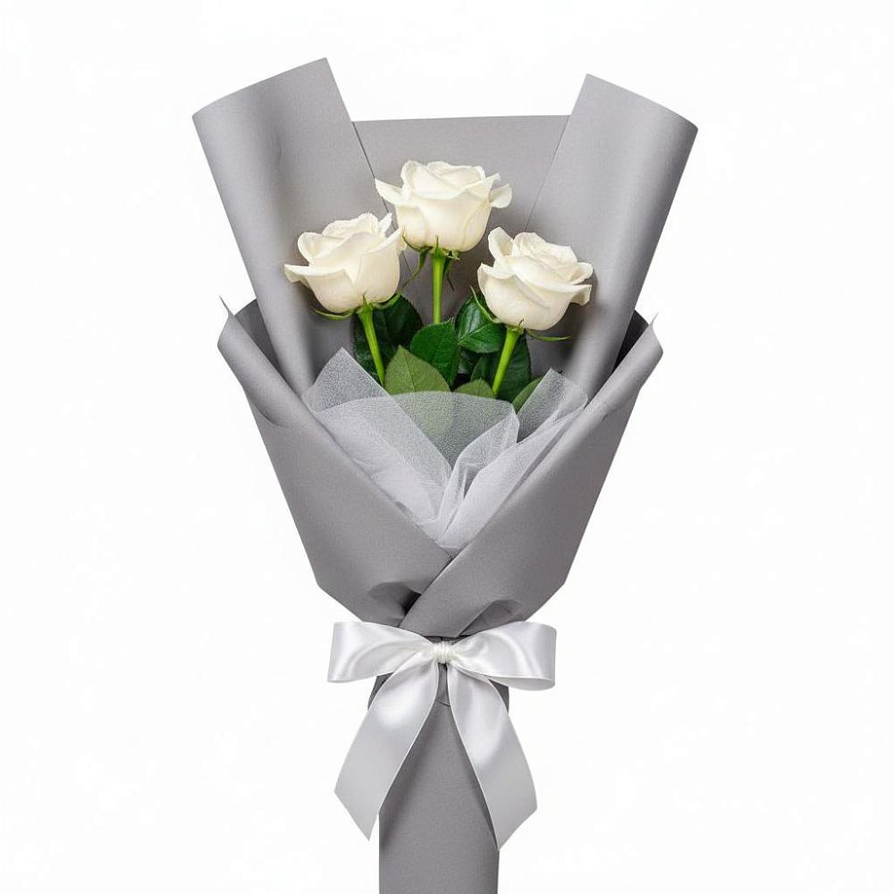 Букет 3 белые розы в Нагорном