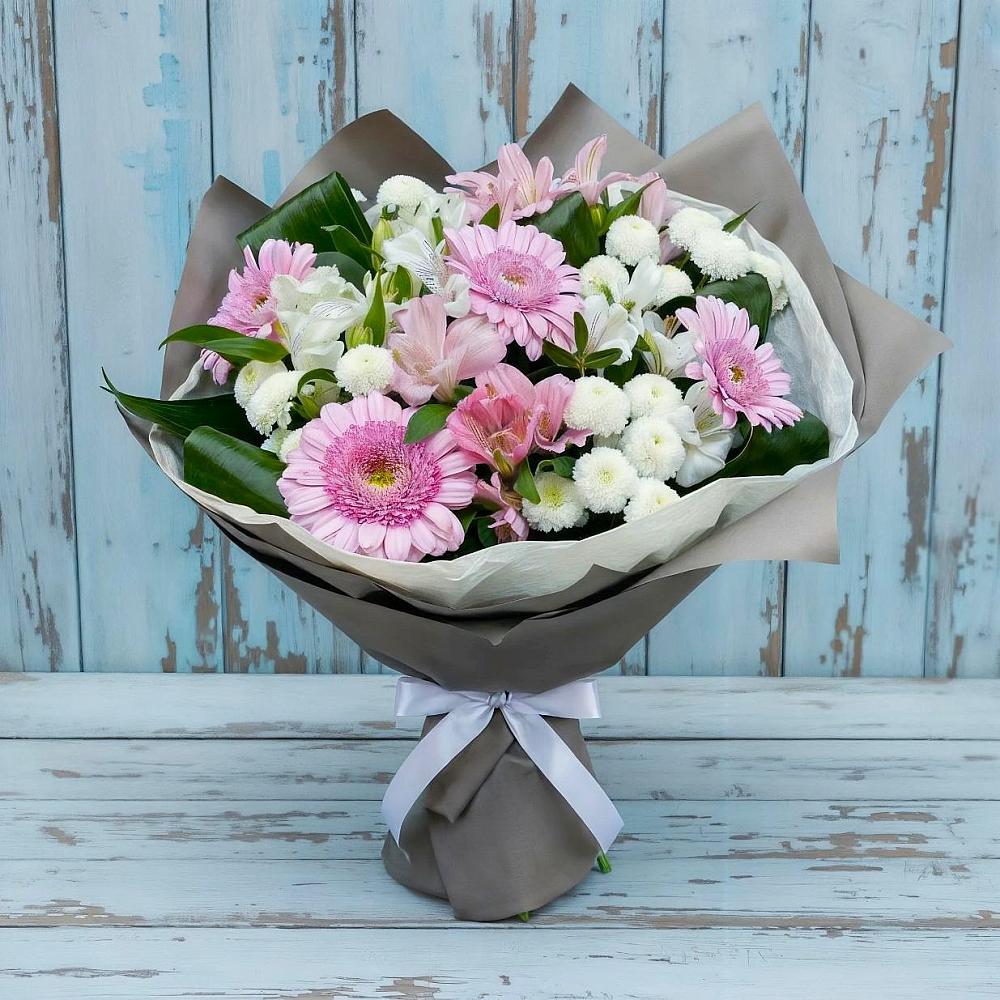Букет цветов из: Герберы, Альстромерии и Хризантемы в Нагорном