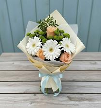 Букет цветов из:  Герберы, Розы и Хризантемы в Нагорном