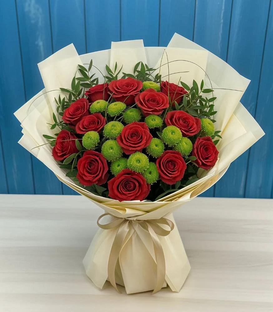 Букет цветов из: Розы и Хризантемы в Нагорном